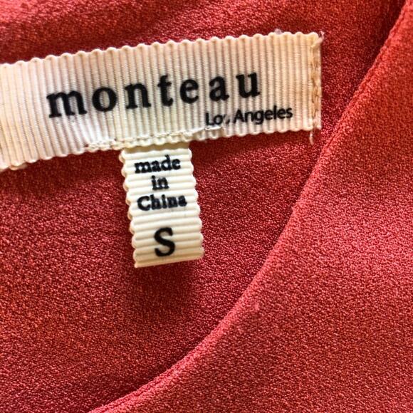 Monteau Los Angeles Orange Sleeveless Shift Dress Scalloped Edging Scop Neckline - Picture 10 of 16